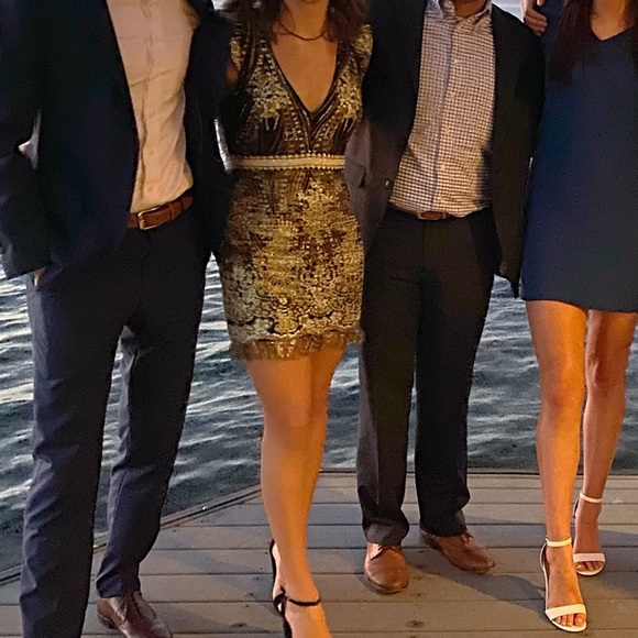 Hello Molly Black and Gold Sequin Backless Dress - Picture 4 of 5